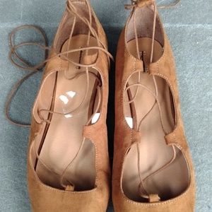 Brown lace up flats